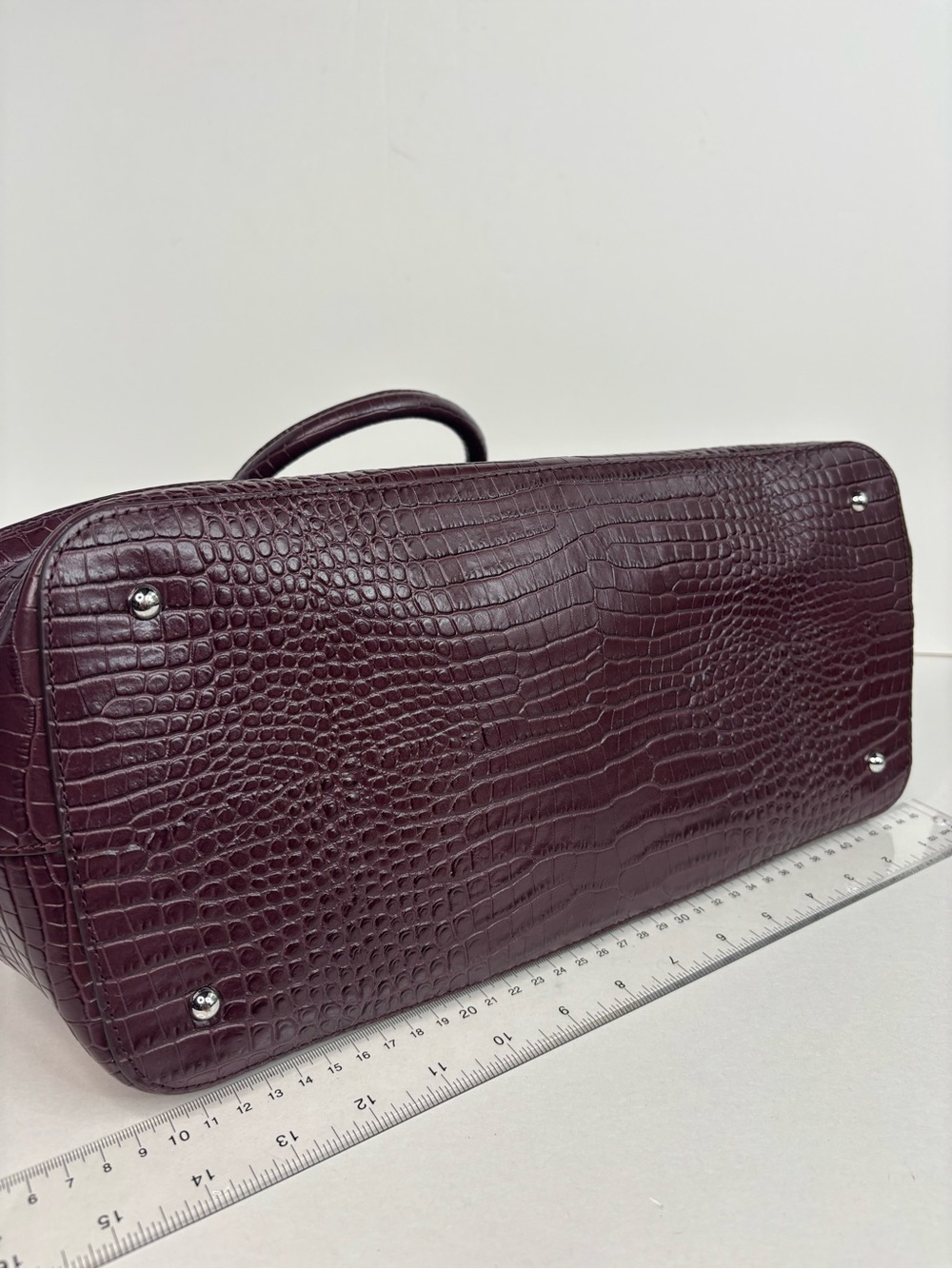 Ralph Lauren Bullion Large Marcy Satchel Croc-Embossed Mahogany Leather Bag - Picture 4 of 16